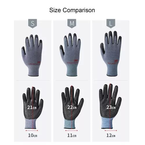 (4 Pair) 3M Super Grip Winter Safety Gloves Nitrile Foam Coated (Gray)