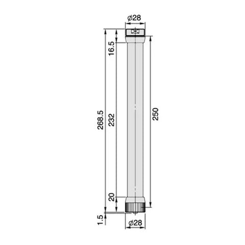 Mitutoyo 21DZA089 Extension Rod Series 511, 250mm (10 Inch) Ø28