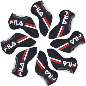 FILA 8 Pcs Neoprene Iron Head Cover Golf Club Headcover Set (Black)