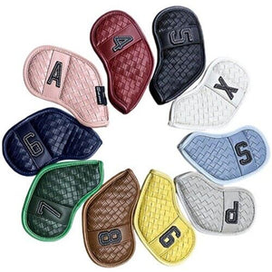 GRID 10P Iron Head Cover Set PU Headcover Golf Clubs 4-9/S/A/P/X (Multi Colors)