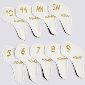 Honma 9 Pcs Iron Head Cover Set #5-11/AW/SW Golf Club Headcover (White)