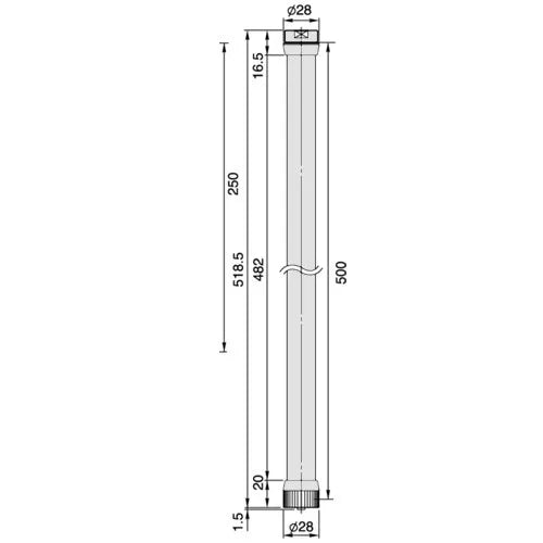 Mitutoyo 21DZA081 Extension Rod Series 511, 500mm (20 Inch) Ø28