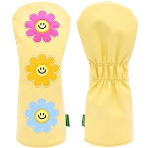 Seven Hills Smile Flower Driver/Wood/Utility Head Cover Golf Club Head Cover (Yellow)