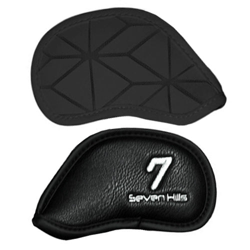 Seven Hills 9P Iron Head Cover Set Golf Club Headcover #5-9/P/A/S/* (Black)