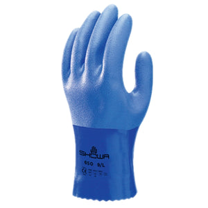 (10 Pair) SHOWA 650 PVC Oil Resistant Gloves Chemical Protective Glove (Blue)