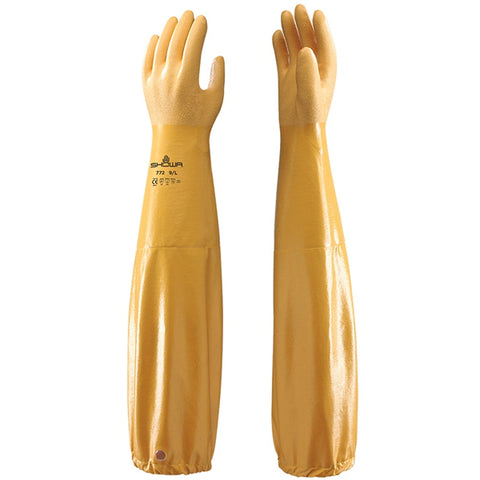 (10 Pair) SHOWA 772 Nitrile Long Sleeve Chemical Protection Gloves (26-Inch)