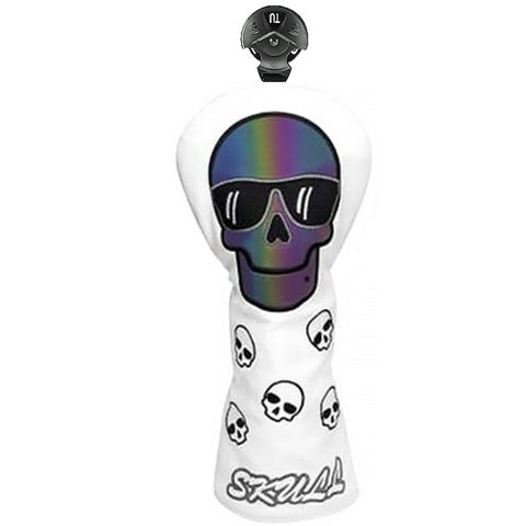 Skull Hologram Rescue/Hybrid/Utility Golf Club Head Cover Golf Club Headcover (White)