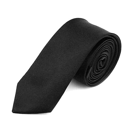 Dexac 2 Inch Men's Retro Trendy Skinny Slim Tie Narrow Necktie Solid (Black)