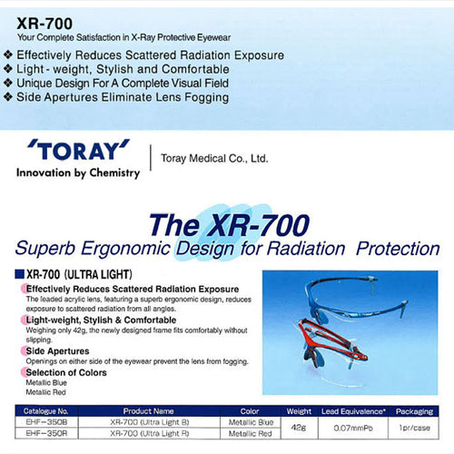 Toray XR-700 Extra Wide 0.07mmPb X-Ray Radiation Protective Eyewear Leaded Lens (Metallic Silver)