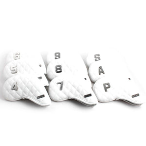 Venus 10 Pcs Iron Head Cover 4-9/S/A/P/X Quilting Golf Magnetic Headcover (White)