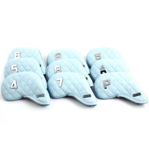 Venus 9 Pcs Iron Head Cover 4-9/S/A/P Quilting Golf Magnetic Headcover (Blue)