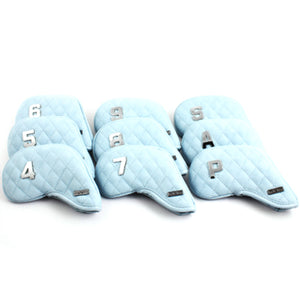 Venus 9 Pcs Iron Head Cover 4-9/S/A/P Quilting Golf Magnetic Headcover (Blue)