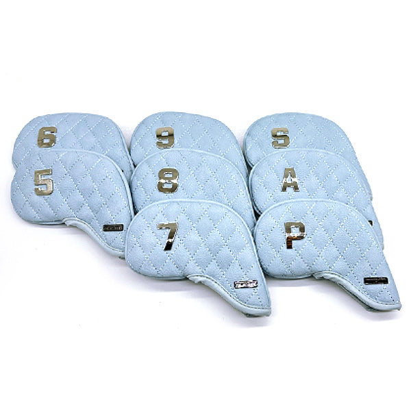 Venus 8 Pcs Iron Head Cover 5-9/S/A/P Quilting Golf Magnetic Headcover (Blue)