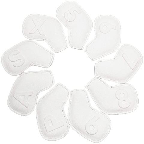 VENUS 9 Pcs Iron Head Cover 5-9/S/A/P/X Embo Golf Magnetic Headcover (White)