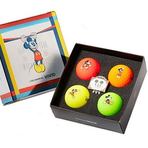 Volvik Disney Mickey Mouse Vivid Colors Golf Ball 4ea Gift Set with Ball Marker