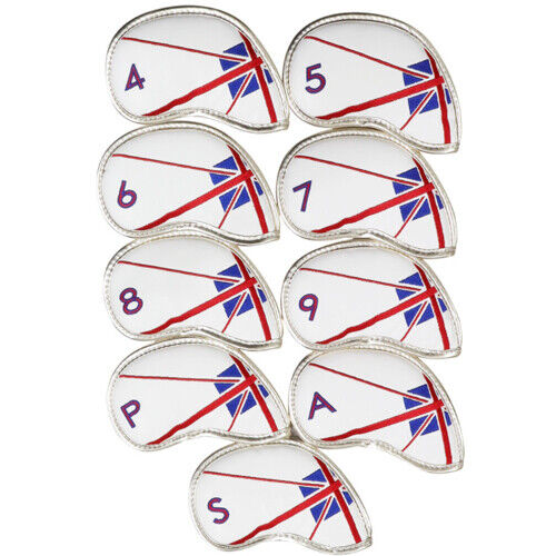 Union Jack UK GB British Flag 9P Iron Head Cover Set Golf Clubs #4-9/P/A/S