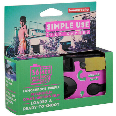 Lomography Simple Use Reusable Film Camera Purple ISO 100-400 Film 36 Exp. - korade.com