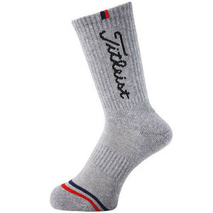 2 x Pairs Titleist Golf Round Regular Socks Standard Size (Gray)