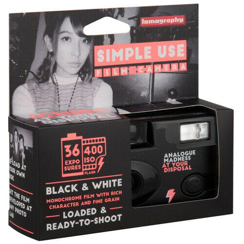 Lomography Simple Use Reusable Film Camera Black and White ISO 400 Film 36 Exp. - korade.com