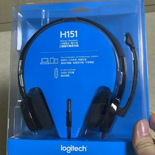 Logitech H151 Wired Headset Rotating Clear Stereo Headphones Headband (Black)