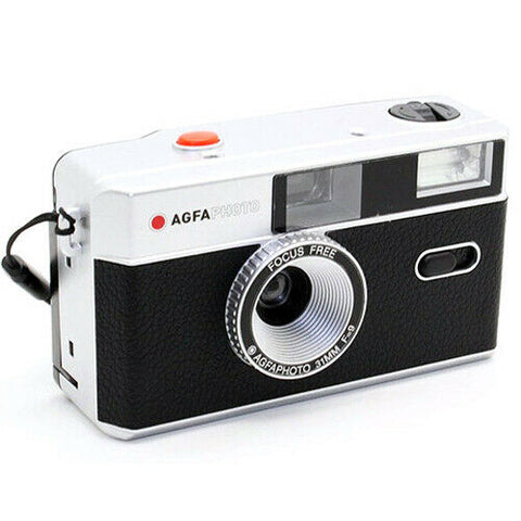 Agfa Photo Vintage Retro 35mm Reusable Film Camera Flash Analog (Black) - korade.com