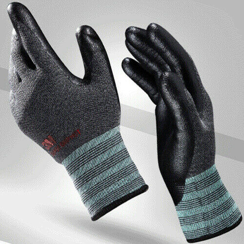 (4 Pair) 3M Super Grip HOT Gloves Nitrile Foam Coated Warm In Cold Weather Black