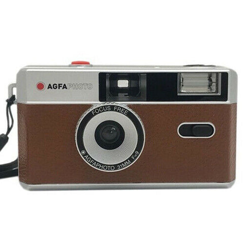 Agfa Photo Vintage Retro 35mm Reusable Film Camera Flash Analog (Brown) - korade.com