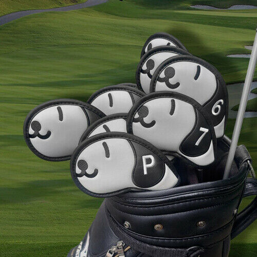 Volvik (9EA) Cute Puppy Dog Iron Golf Club Head Cover Set #4/5/6/7/8/9/P/S/A (White)