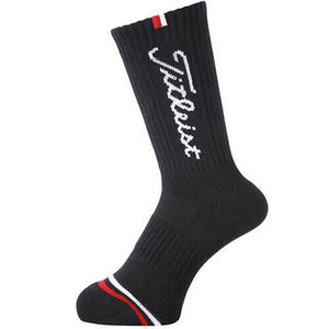 2 x Pairs Titleist Golf Round Regular Socks Standard Size (Black)