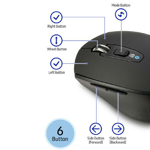 Samsung SPA-NMA1PMB Bluetooth 5.0 Wireless 6-Button 1-Wheel Mouse Optical Black