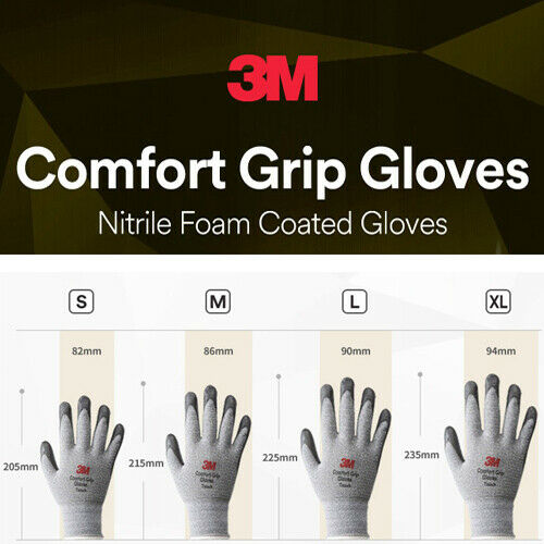 10 x Pairs 3M Comfort Grip Touch NBR Nitrile Foam Coated Smartphone Work Gloves size compare - korade.com