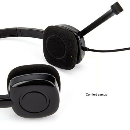 Logitech H151 Wired Headset Rotating Clear Stereo Headphones Headband (Black)