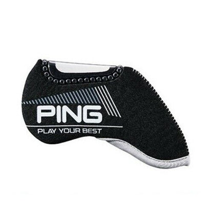 PING 9 Pcs Neoprene Clear Window Iron Head Cover Set Golf Headcover (Black)